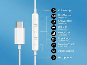 GAXIWILO USB-C earphones with in-line remote for easy control