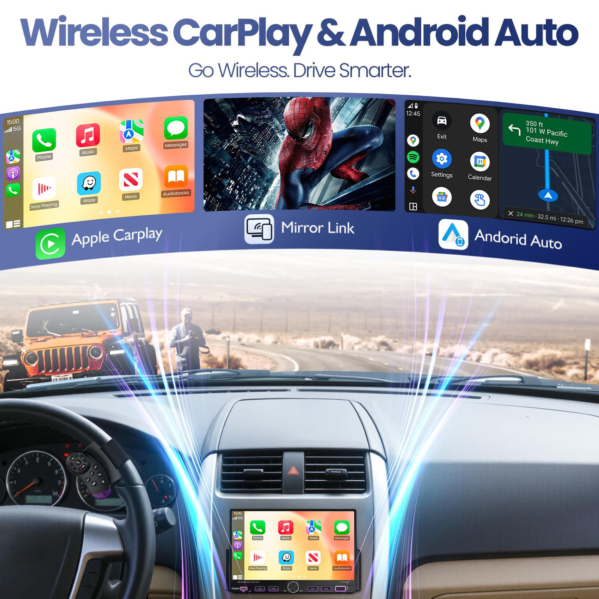 GBEER Apple CarPlay and Android Auto wireless/wired stay connected on the go