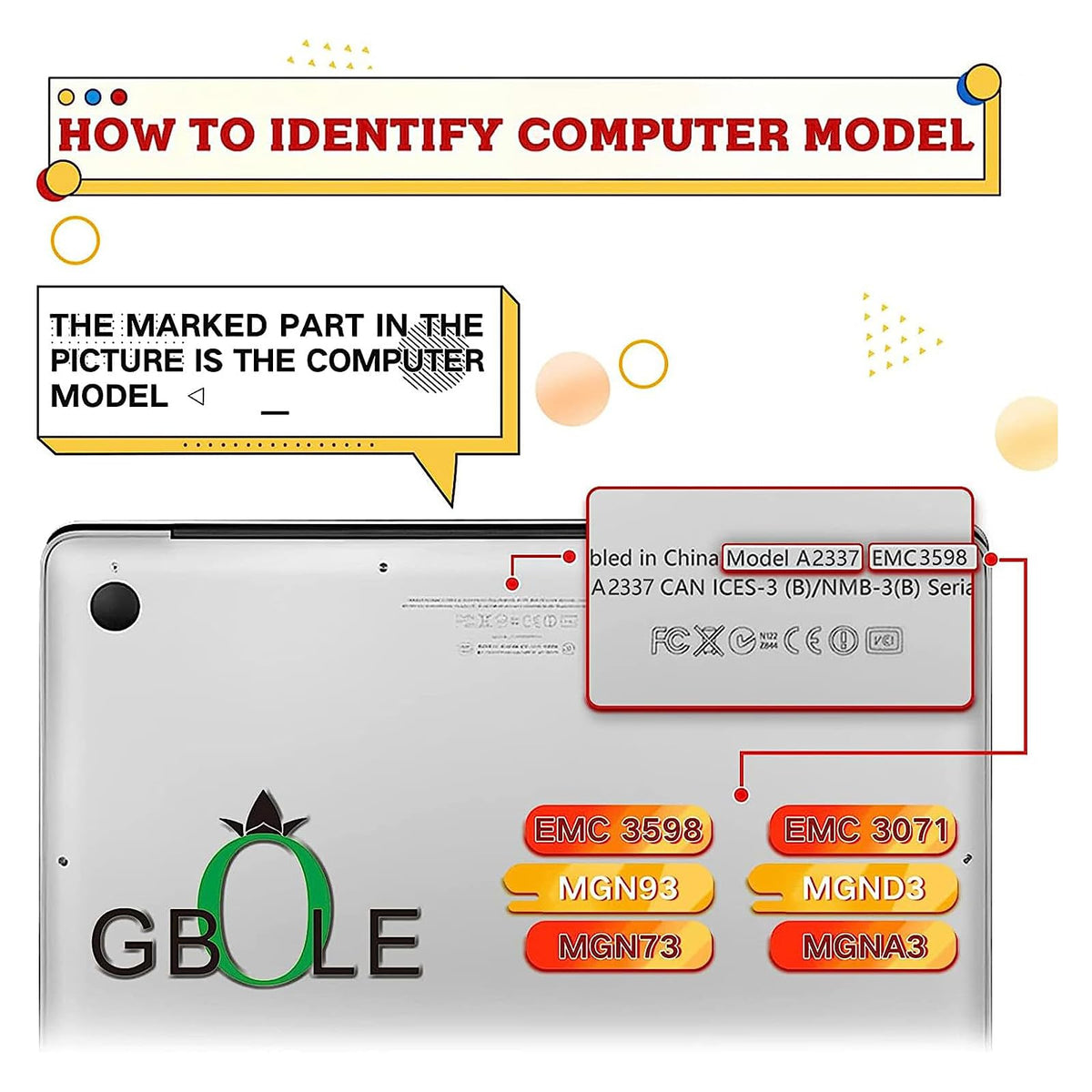 GBOLE A2337 silver back cover view ready for top-display upgrade