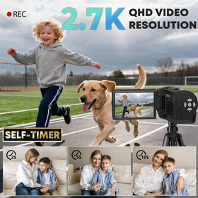 Gcasio rotating LCD screen open to show 270-degree flexibility for easy framing