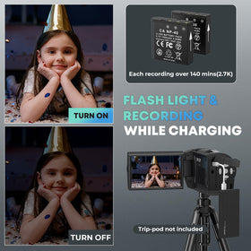 Gcasio two batteries and 32GB SD card included for longer recording readiness