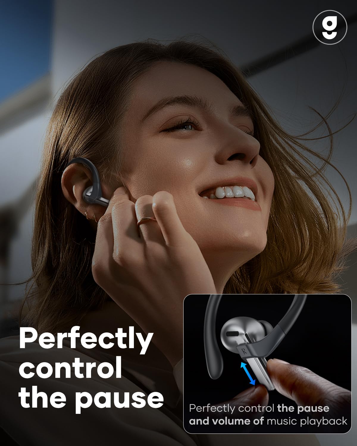 Gcioii ear hooks fitted on Galaxy Buds in ear for stable workout use