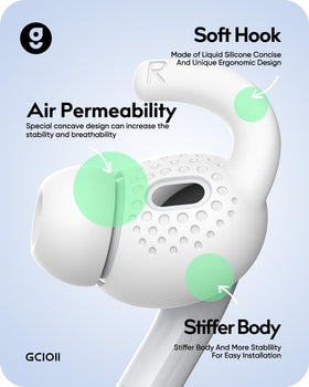 Close-up of Gcioii ergonomic ear hooks designed for secure listening.