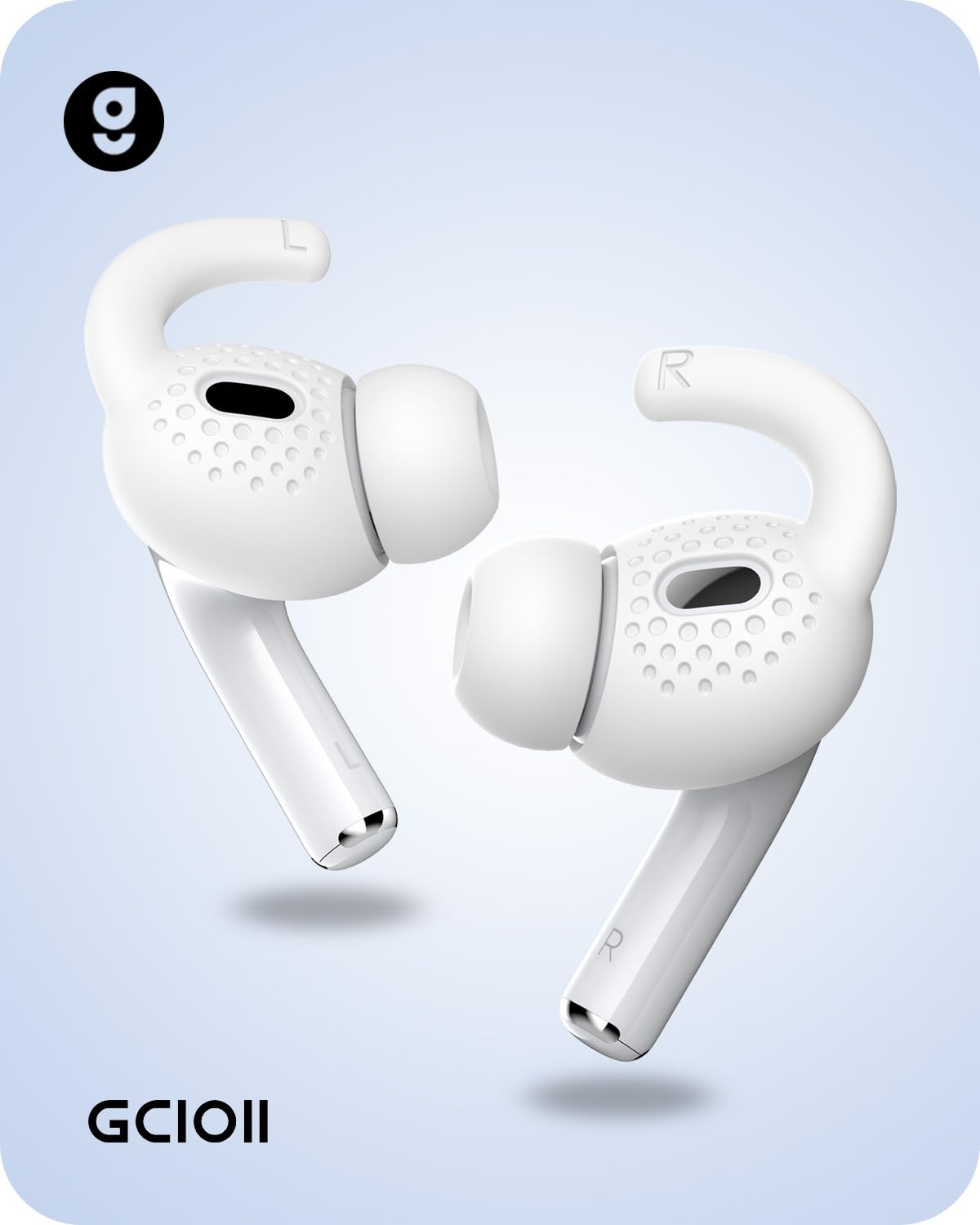 Gcioii ear hooks secure AirPods Pro 2 for running and workouts.