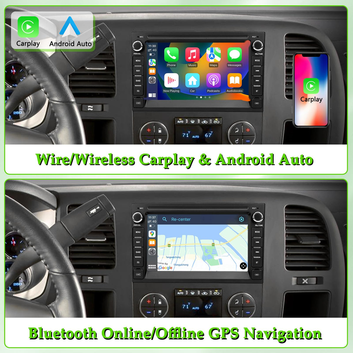Gdienty Bluetooth and WiFi car stereo for seamless connectivity.