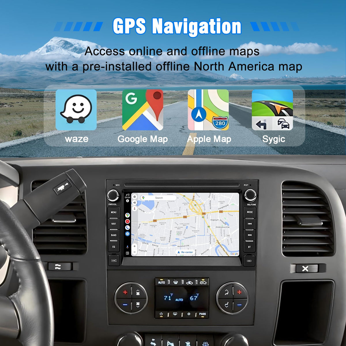Gdienty Bluetooth and Wi‑Fi connectivity for hands-free calls and online streaming.