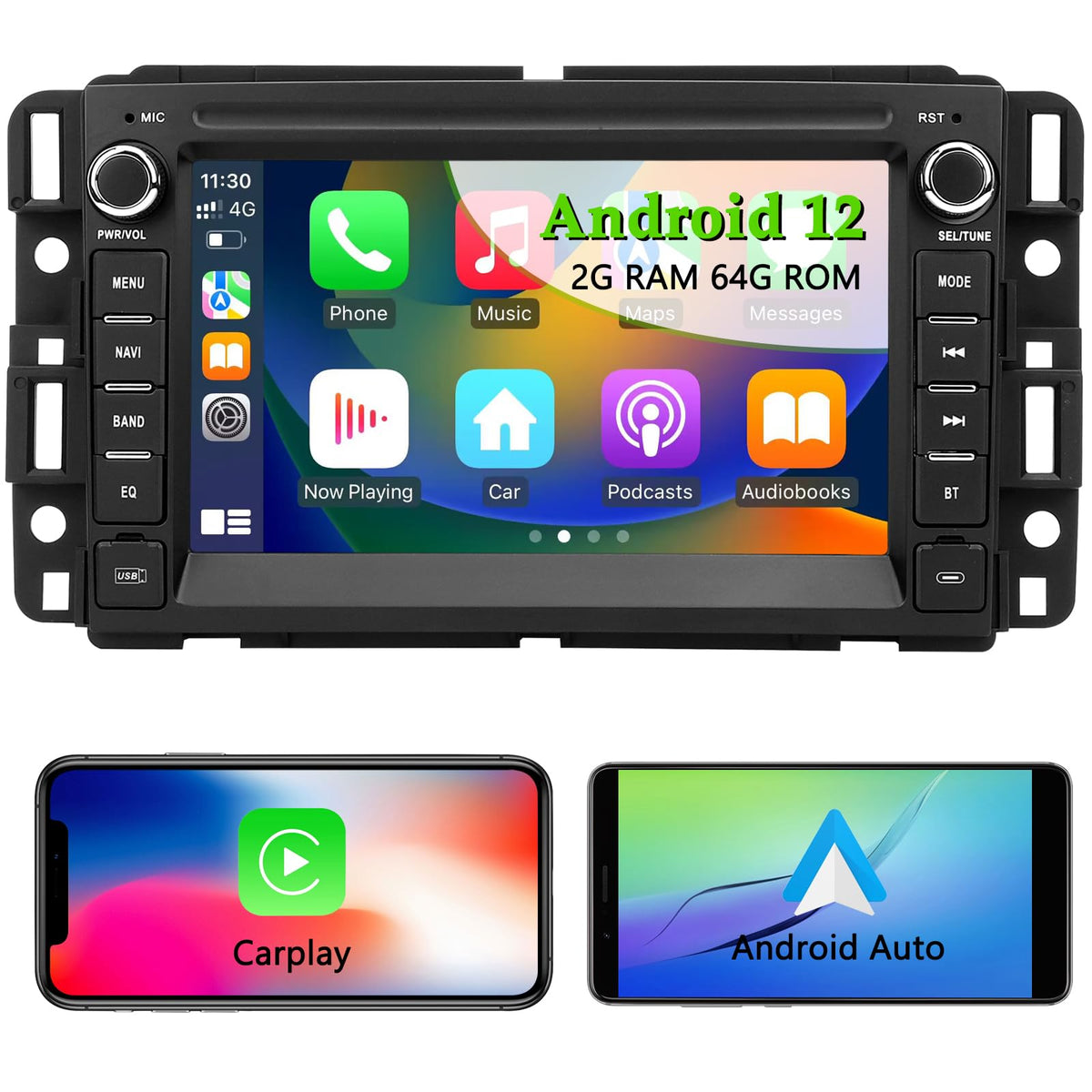 Gdienty car stereo 7-inch IPS screen for Chevrolet, crisp visuals for navigation and media.