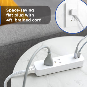 GE 245 Joules surge protection guards equipment against voltage spikes.