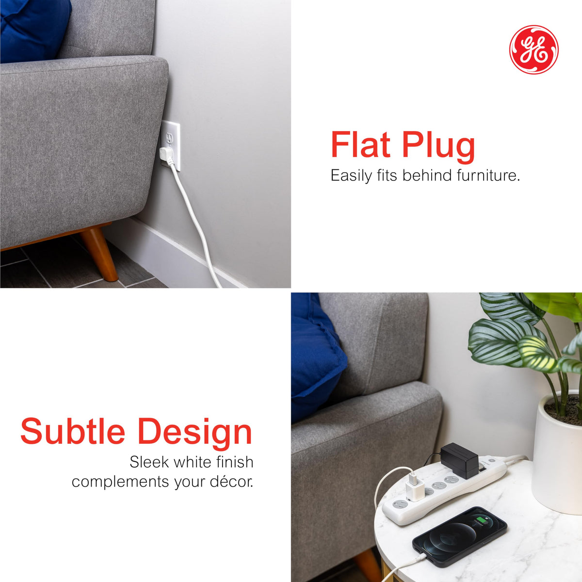 GE 25ft power cord extended across floor provides long reach and flexible placement