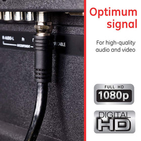 GE cable connected between TV and cable box demonstrating stable audio-video benefit