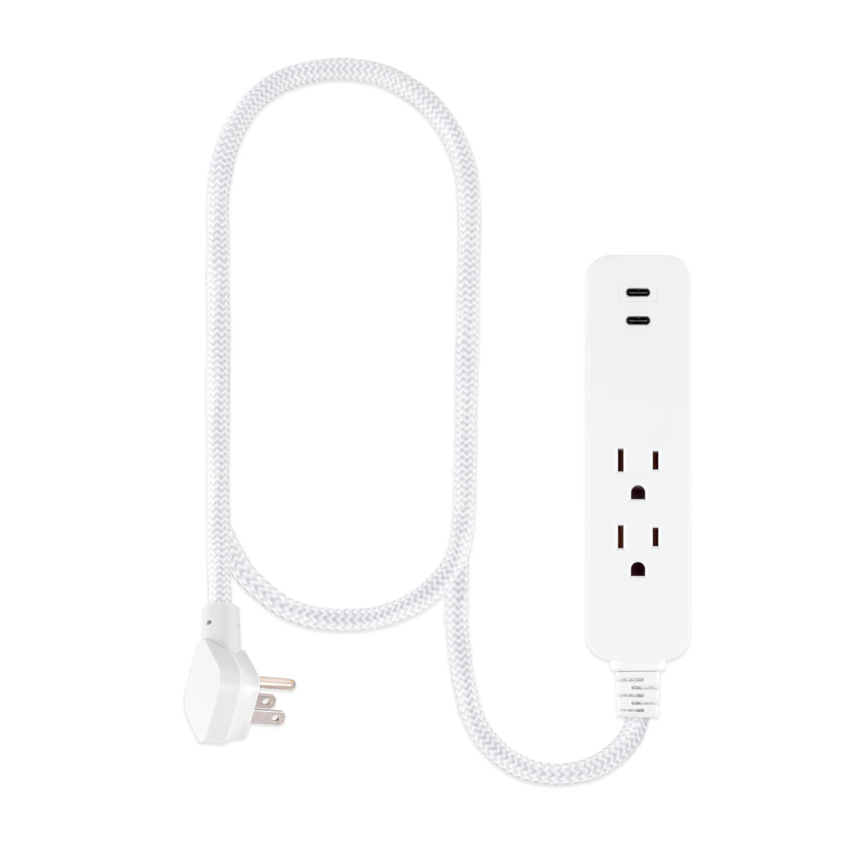 GE 4 ft braided extension cord with flat plug for space-saving behind furniture.