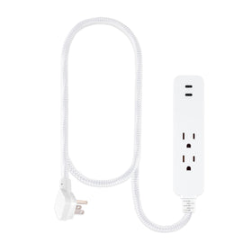 GE 4 ft braided extension cord with flat plug for space-saving behind furniture.
