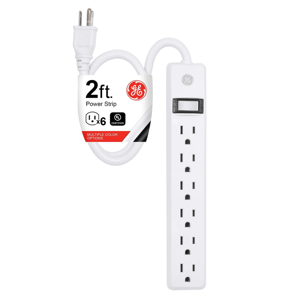GE front view showing six grounded outlets for organized power distribution