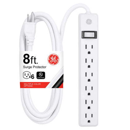 GE 67122 six-outlet power strip with 8 ft cord for centralized charging