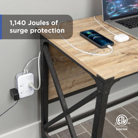 GE All-in-One surge protector provides 1140 joules of surge protection.