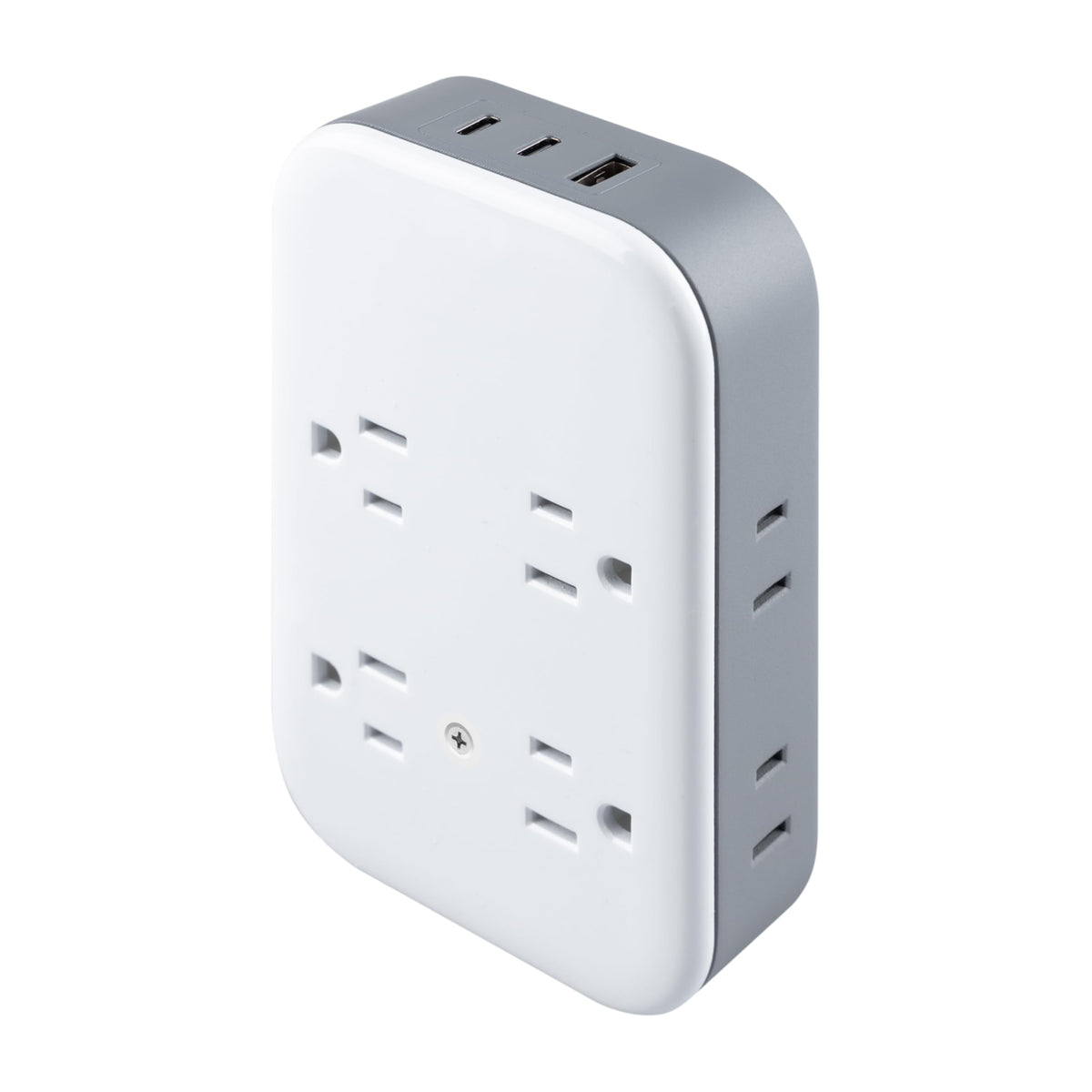 GE surge protector wall tap shows USB-C and USB-A ports for simultaneous charging.
