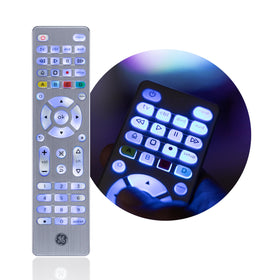 GE remote backlit keypad glows, ideal for night-time use.