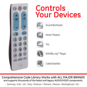 GE Ultrapro remote with large keys, ideal for simple operation.