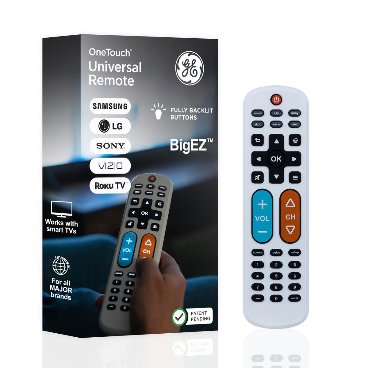 GE OneTouch BigEZ front view showing large buttons for easier control