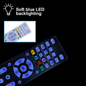 GE remote Blu-ray/DVD open-close and DVR navigation at your fingertips.