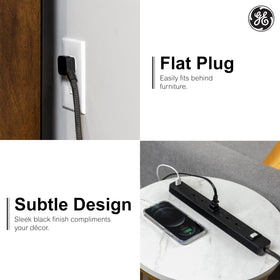 GE braided 6 ft cord demonstrates durable extension and flexibility.