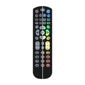 GE Color-Select backlit remote shows four-device control layout