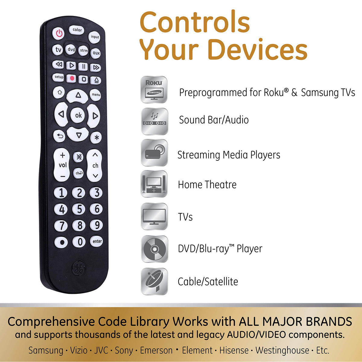 GE Color-Select backlit remote master volume control in action