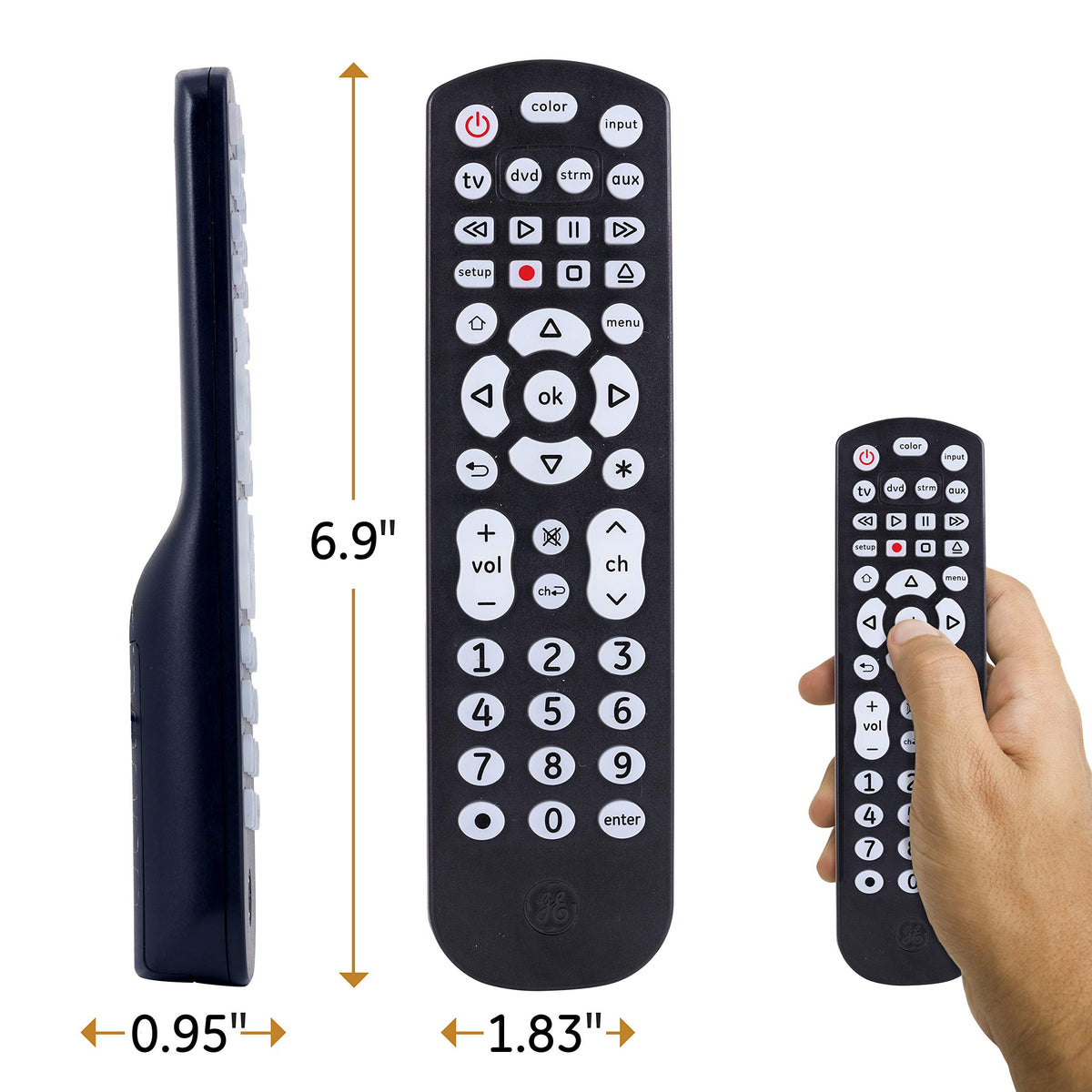 GE Color-Select backlit remote preprogrammed for Roku devices