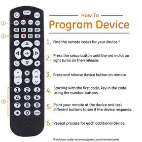 GE Color-Select backlit remote preprogrammed for Samsung TVs