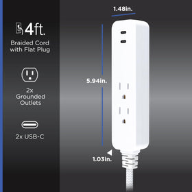 GE flat plug low-profile design that keeps an outlet free.