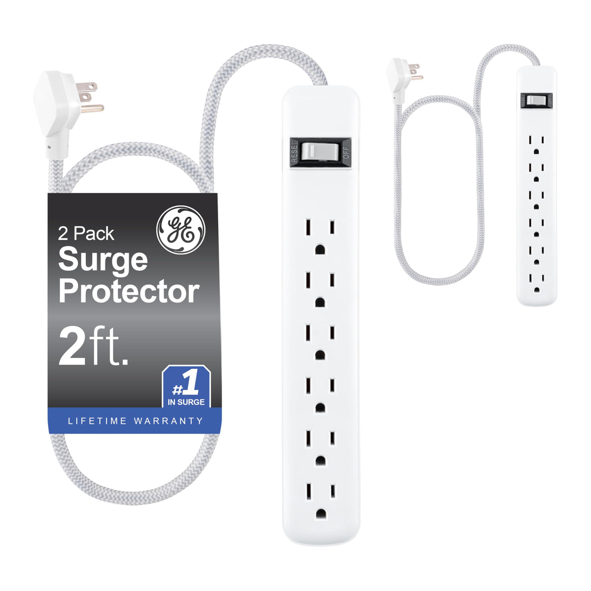 GE front view showing both power strips and compact layout for organized power
