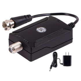 GE Indoor Antenna Amplifier front view boosts HDTV reception with clearer channels