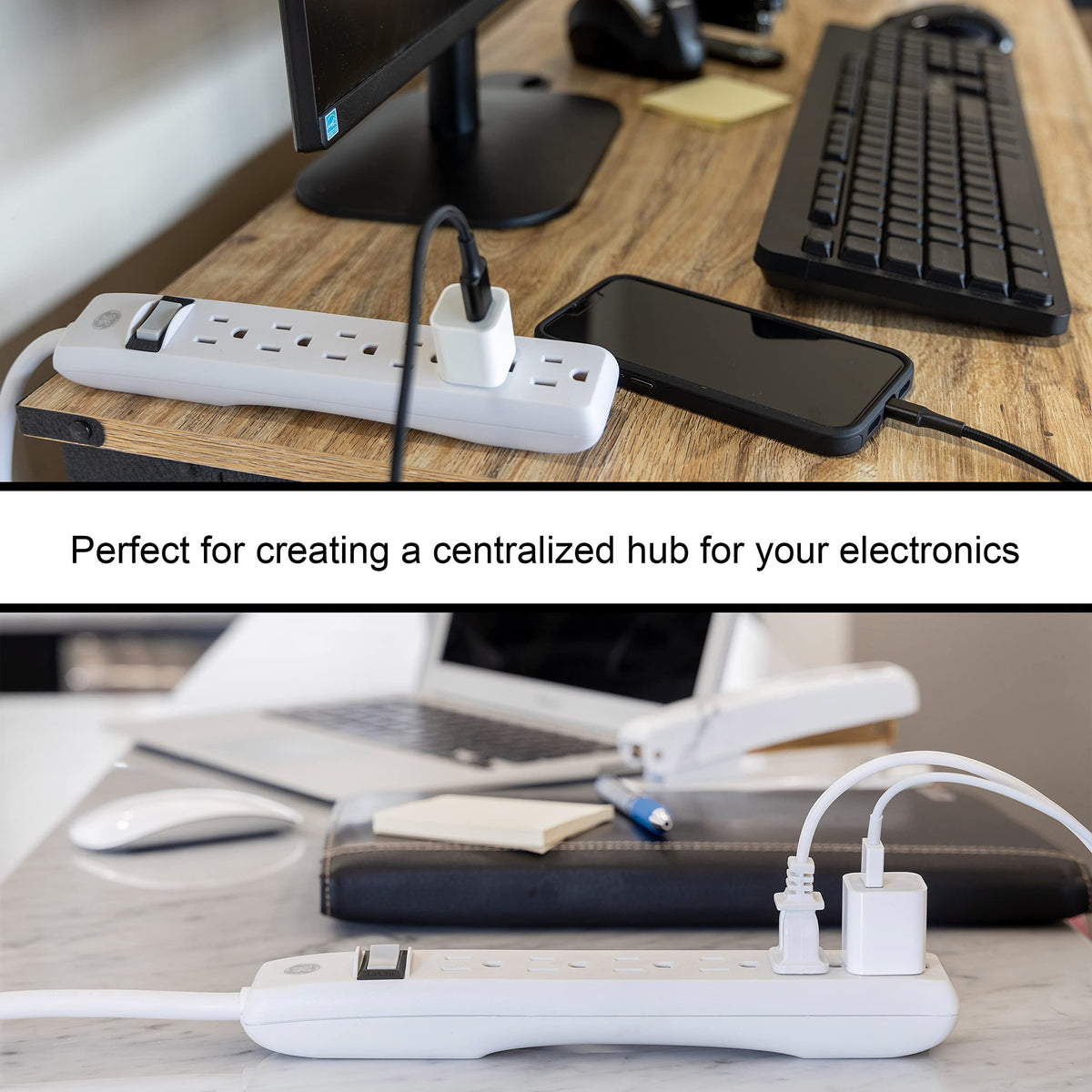 GE in office setting powering multiple devices for convenient charging