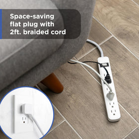 GE back view highlighting keyhole slots for easy wall or desk mounting