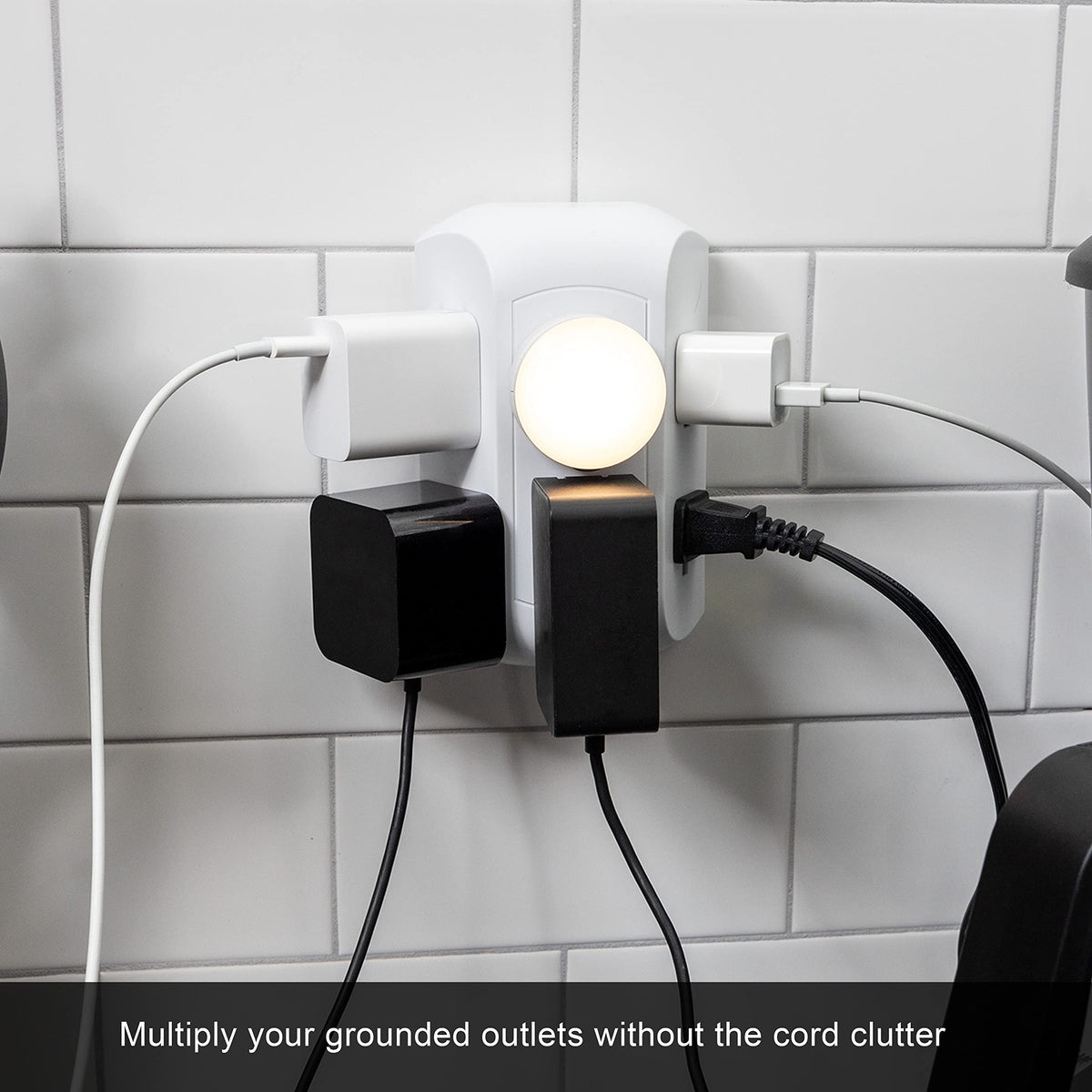 GE close-up of side-access outlets highlighting space for large plugs and convenient reach