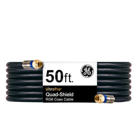 GE RG6 50ft coaxial cable ideal for TV and satellite connections