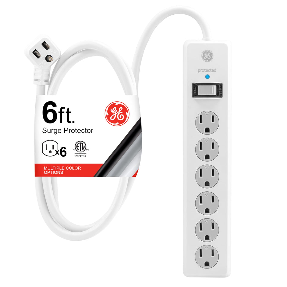 GE surge protector with six outlets and a 6-foot cord for a flexible home office setup