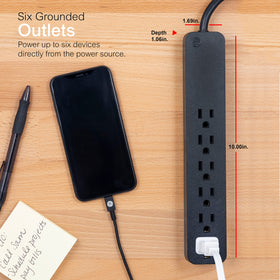 GE flat plug design saves space by sitting flush against the wall.