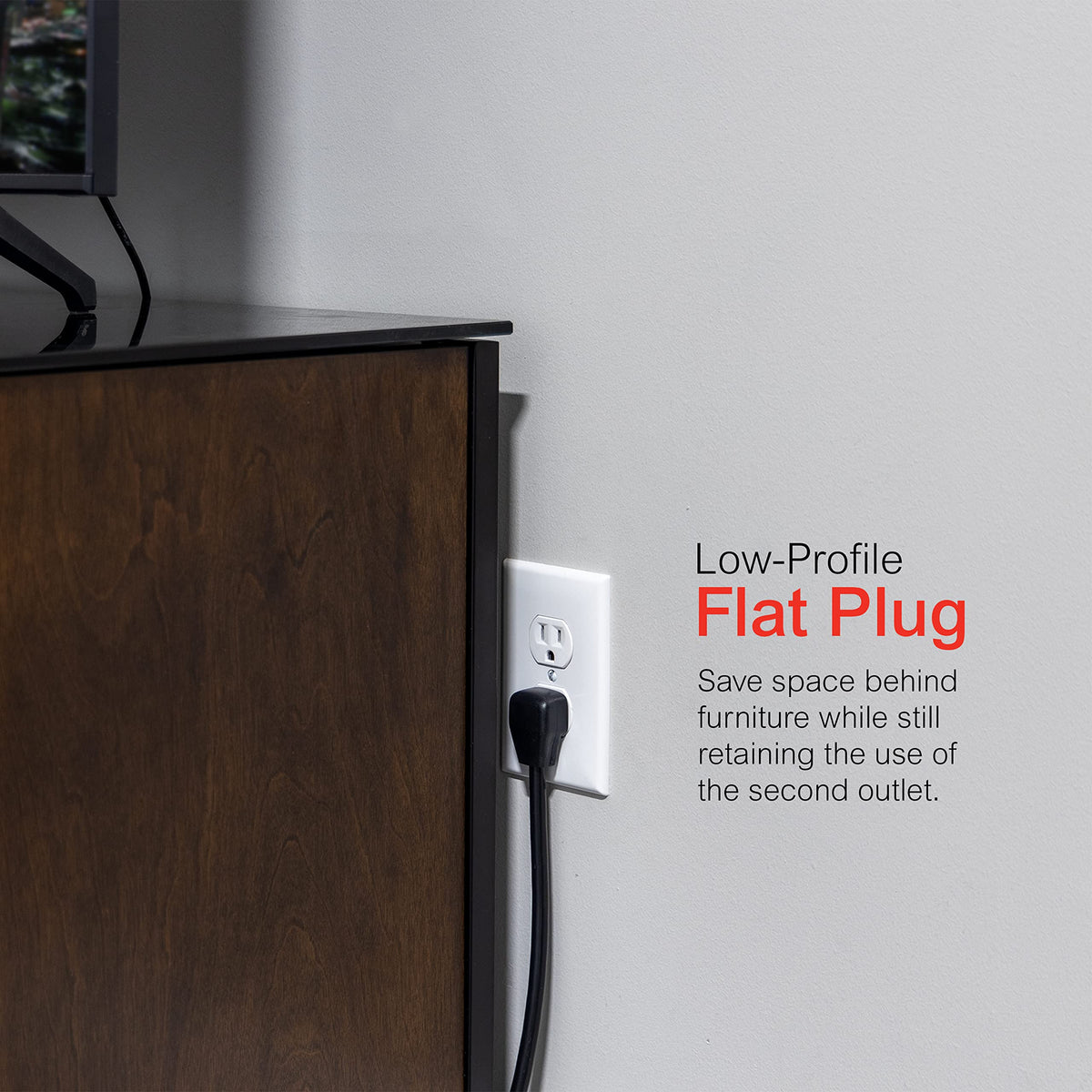 GE Surge Protector Power Strip wall-mount option for organized media centers.