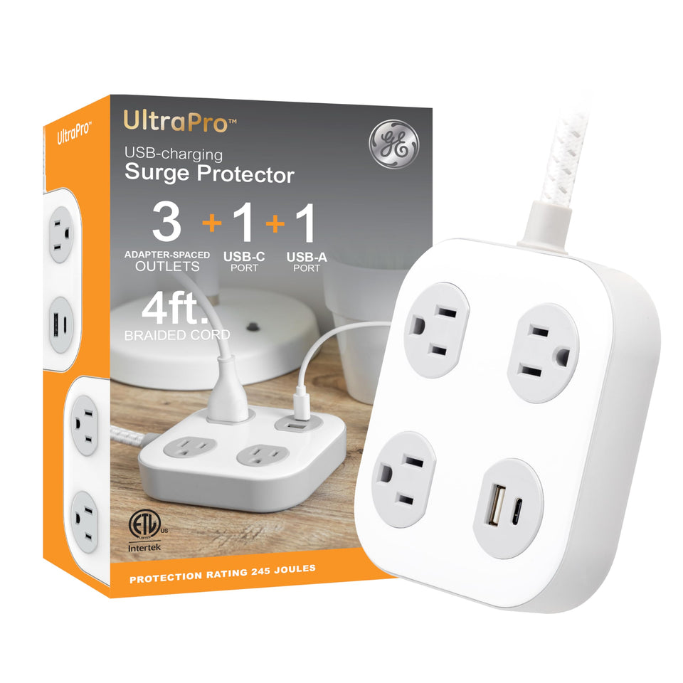 GE UltraPro 3-outlet surge protector for home and office use