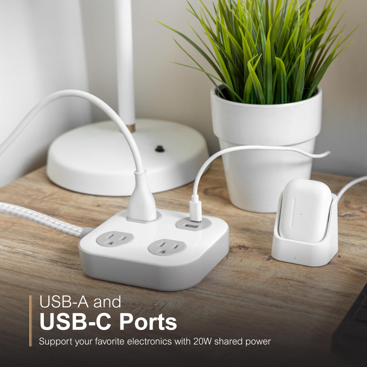 GE UltraPro 4ft braided cord with flat plug enables flexible placement