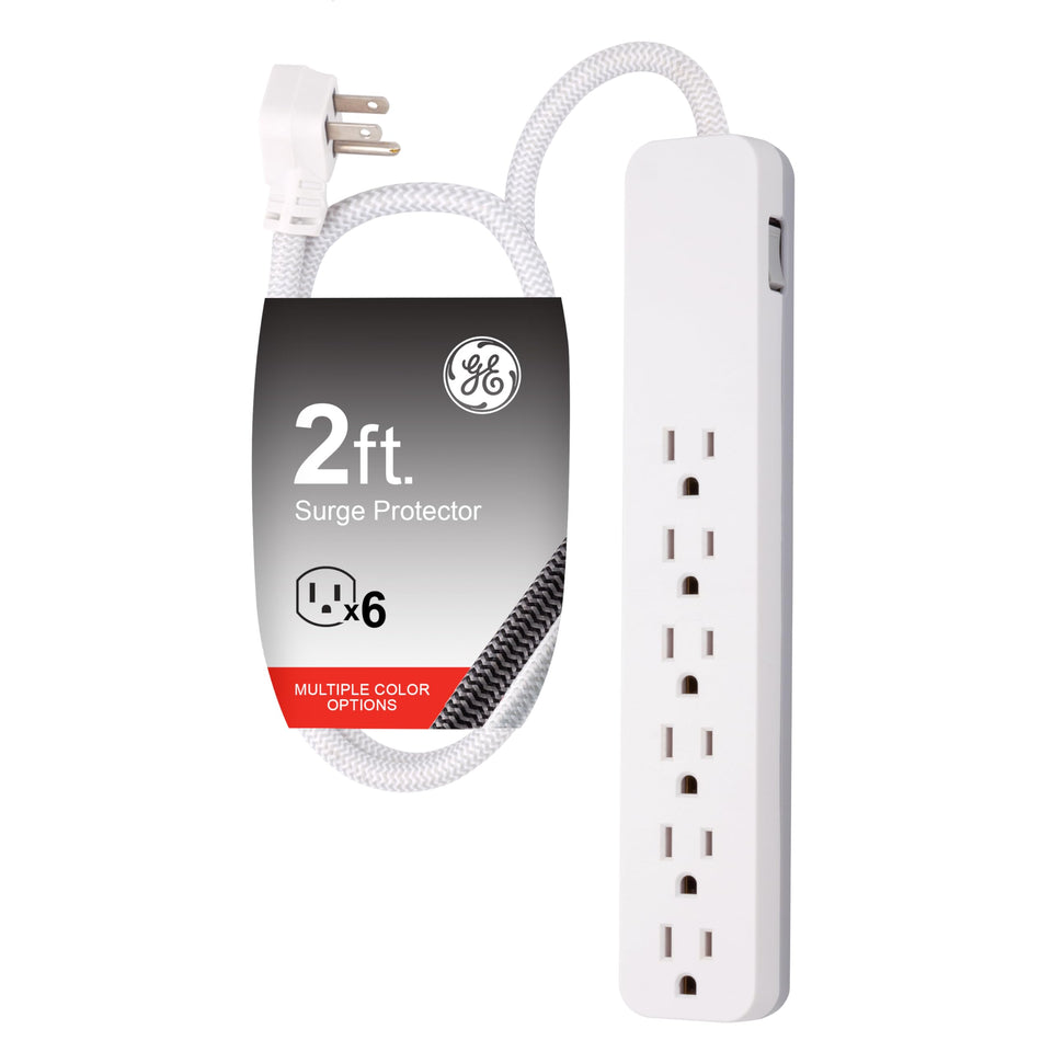 GE Ultrapro 6-outlet surge protector with braided cord for organized power