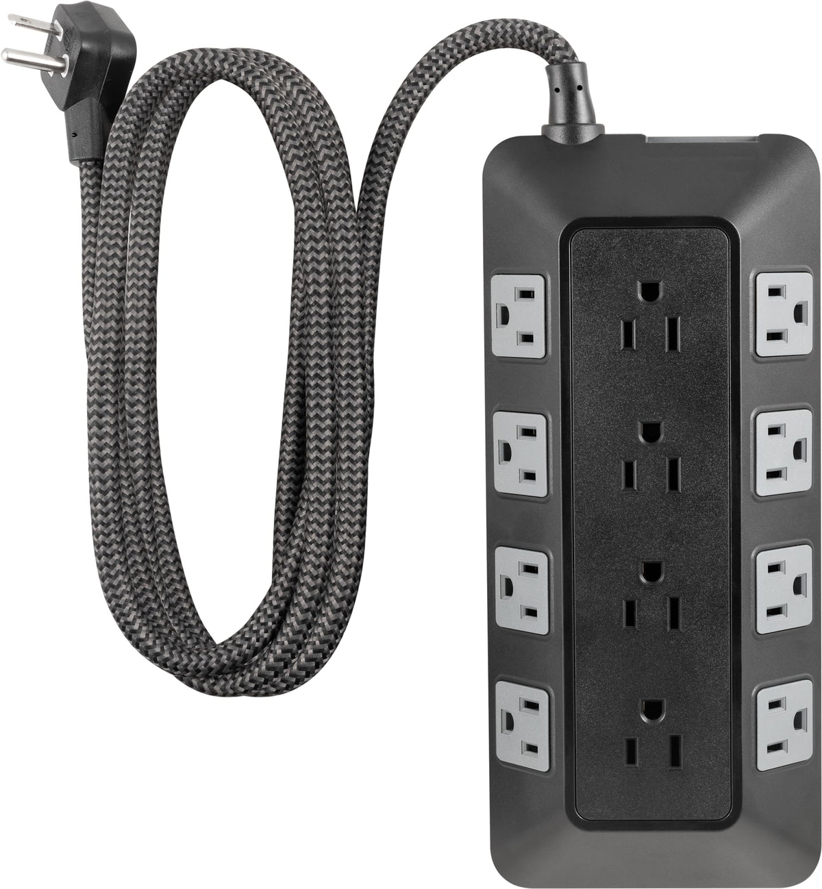 GE UltraPro ADAPT 12-outlet surge protector front view powers multiple devices safely.