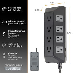 GE UltraPro ADAPT 6ft braided cord extension visible, ideal for reaching distant outlets.