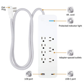 GE UltraPro braided 4 ft cord close-up for durable tangle-resistant routing