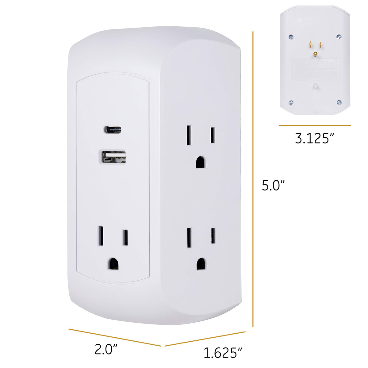 GE UltraPro plugged into desk powering laptop phone and lamp benefit