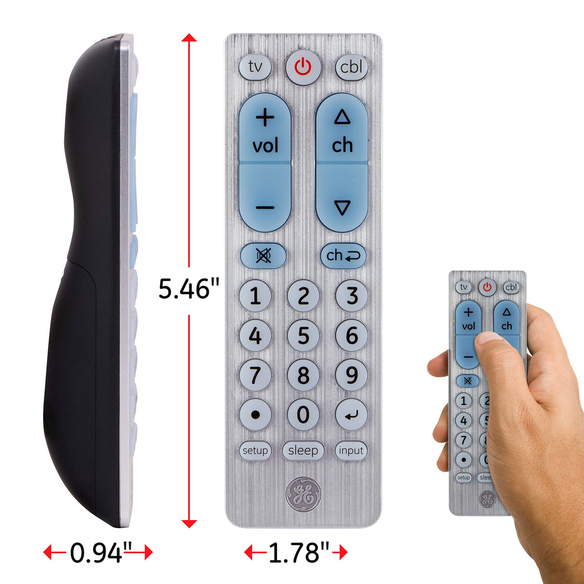 GE remote in box with manual and setup videos for quick guidance.