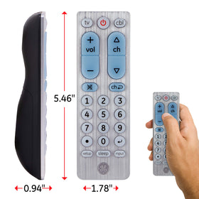 GE remote in box with manual and setup videos for quick guidance.
