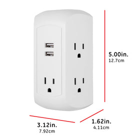 GE UltraPro surge protector side-access design enables easy reach in tight spaces while charging devices.