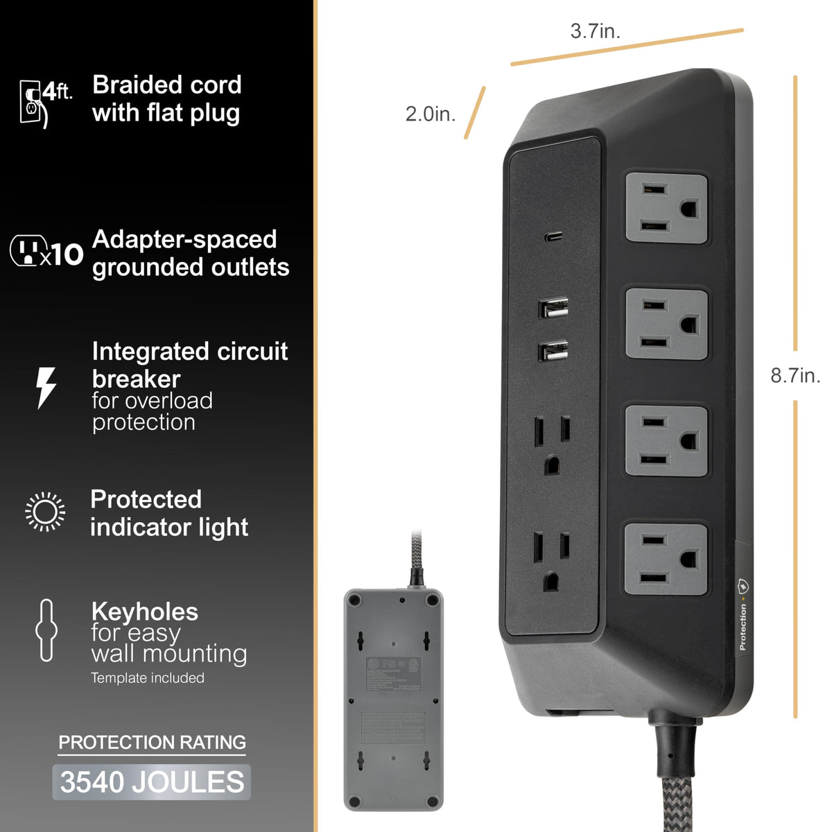 GE UltraPro USB ports detail with USB-A and USB-C for fast device charging